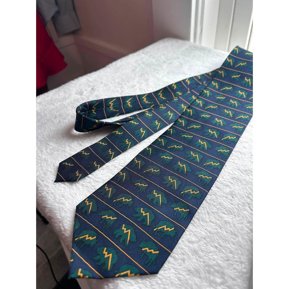 Anthony Richards Silk Tie Mens OS Navy Blue Buffalo Lightning Bolt Novelty Print